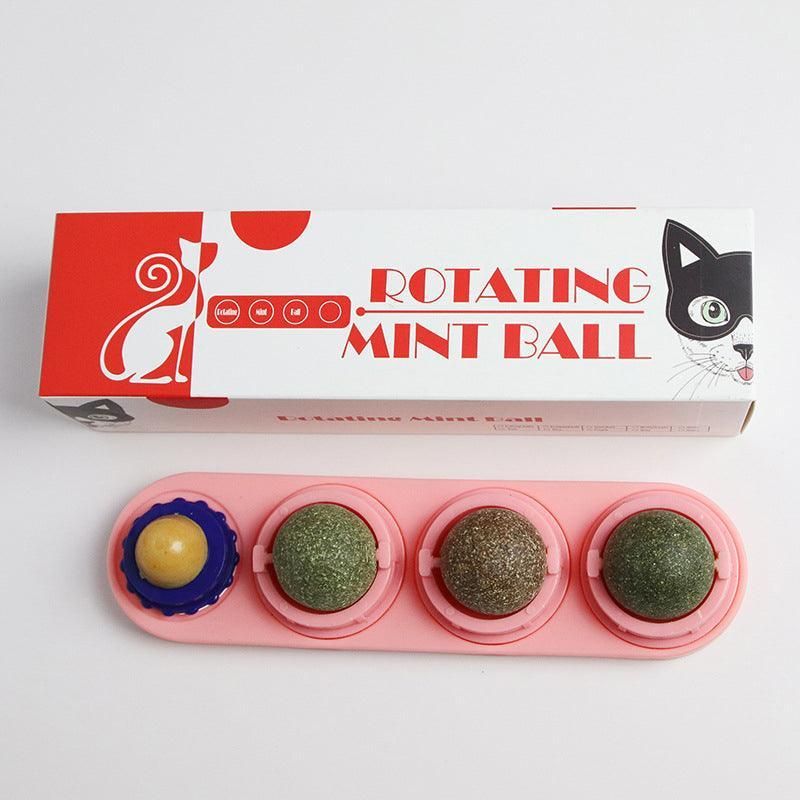 Cat Toy Catnip Ball Lick Solid Nutrition Help Digestion Wall Mount Hair Remover - Pink V528-CATTOY-PINK-207955