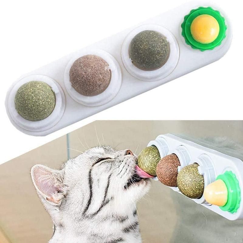 Cat Toy Catnip Ball Lick Solid Nutrition Help Digestion Wall Mount Hair Remover - White V528-CATTOY-WHITE-849400