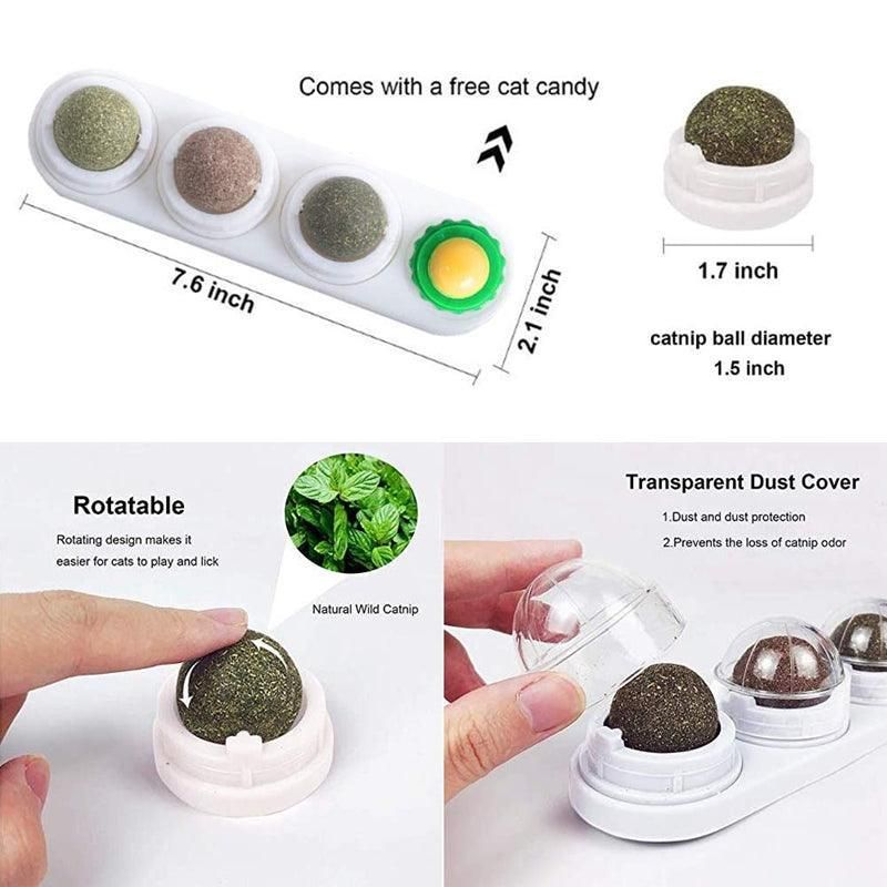 Cat Toy Catnip Ball Lick Solid Nutrition Help Digestion Wall Mount Hair Remover - White V528-CATTOY-WHITE-849400