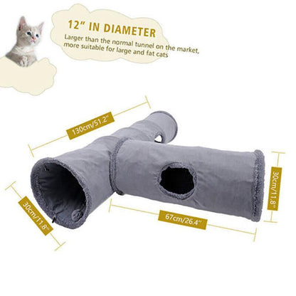 Cat Tunnel Pet Toys Play Hide Tube With Ball For Large Cat Dogs Rabbit - S- 67x30CM V528-CATTUNNEL-S-67L30HCM-90714