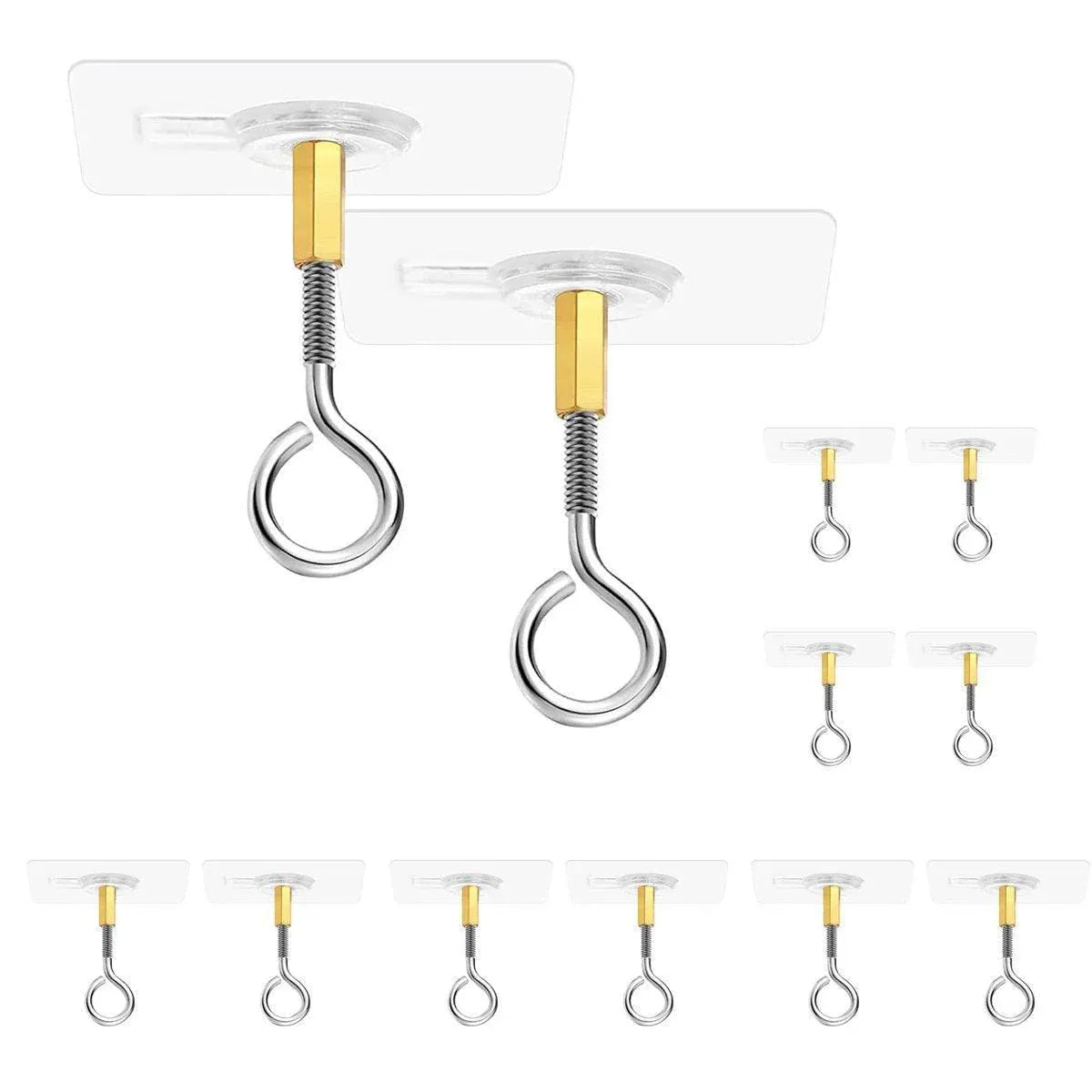 12 PCS Heavy Duty Self Adhesive Hooks Stainless Steel Ceiling Hooks for Home - Closed V528-CEILING-HOOK-12PCS-CLOSED-153652