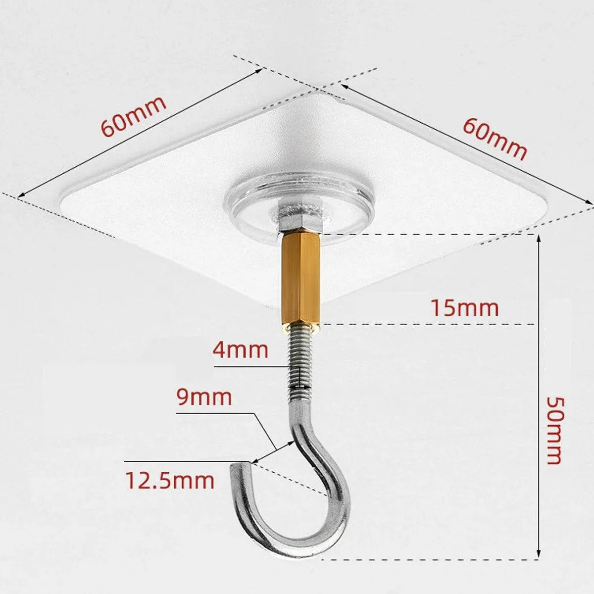 12 PCS Heavy Duty Self Adhesive Hooks Stainless Steel Ceiling Hooks for Home - Closed V528-CEILING-HOOK-12PCS-CLOSED-153652