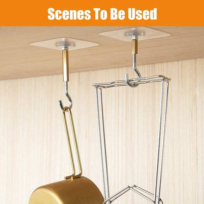 12 PCS Heavy Duty Self Adhesive Hooks Stainless Steel Ceiling Hooks for Home - Closed V528-CEILING-HOOK-12PCS-CLOSED-153652