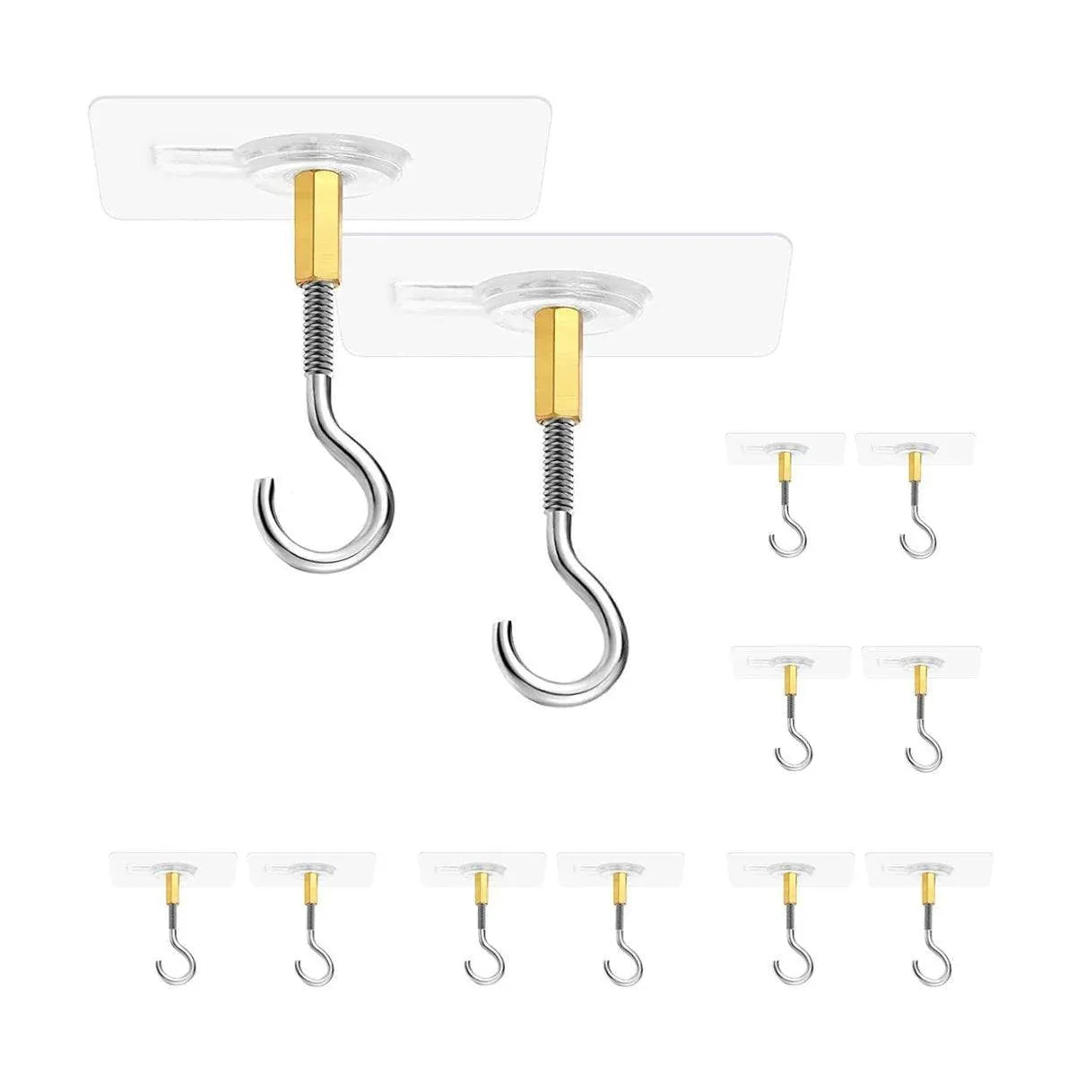 12 PCS Heavy Duty Self Adhesive Hooks Stainless Steel Ceiling Hooks for Home - Open V528-CEILING-HOOK-12PCS-OPEN-179302