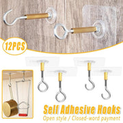 12 PCS Heavy Duty Self Adhesive Hooks Stainless Steel Ceiling Hooks for Home - Open V528-CEILING-HOOK-12PCS-OPEN-179302