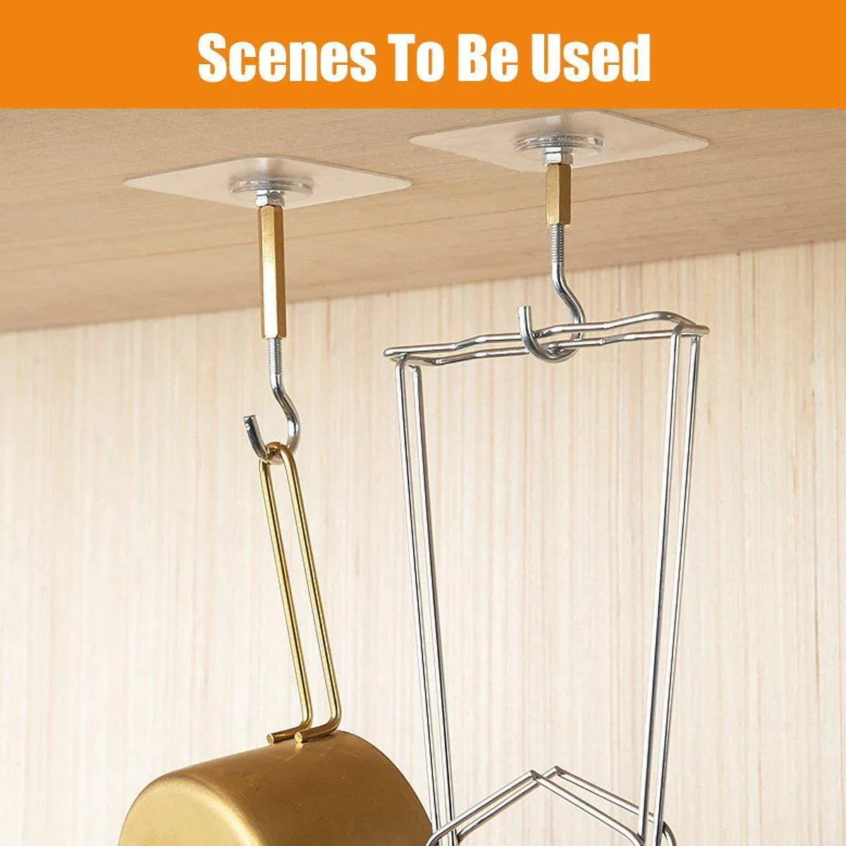 12 PCS Heavy Duty Self Adhesive Hooks Stainless Steel Ceiling Hooks for Home - Open V528-CEILING-HOOK-12PCS-OPEN-179302