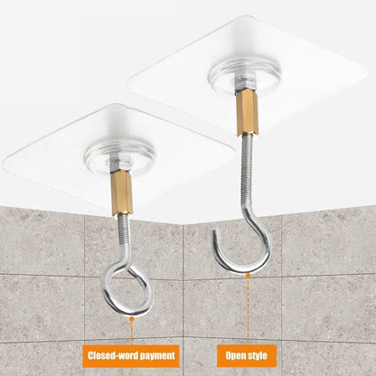 12 PCS Heavy Duty Self Adhesive Hooks Stainless Steel Ceiling Hooks for Home - Open V528-CEILING-HOOK-12PCS-OPEN-179302