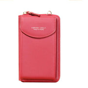 Women Pouch Bag Mobile Phone Bag Pu Leather Crossbody Purse Wallet Shoulder Bag - Pink V528-CELLPHONEBAG-PINK-3987