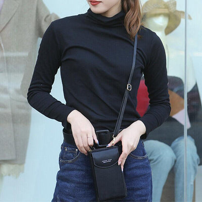 Women Pouch Bag Mobile Phone Bag Pu Leather Crossbody Purse Wallet Shoulder Bag - Red V528-CELLPHONEBAG-RED-8420