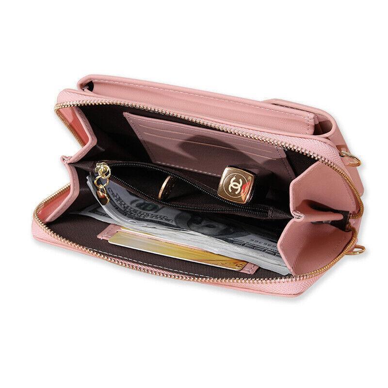 Women Pouch Bag Mobile Phone Bag Pu Leather Crossbody Purse Wallet Shoulder Bag - Red V528-CELLPHONEBAG-RED-8420