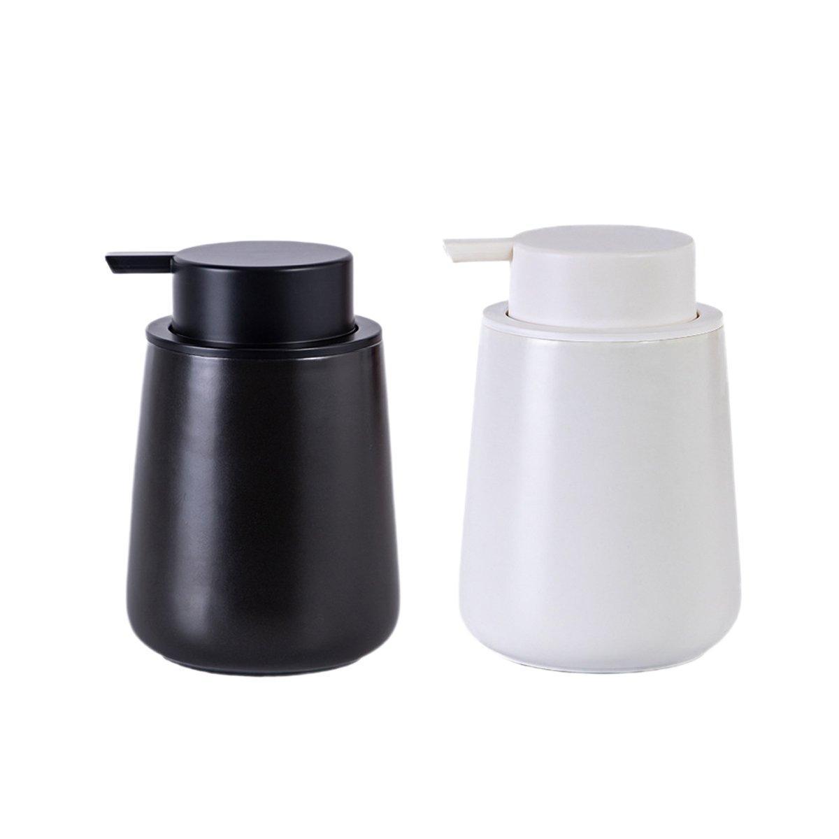 400ML Ceramic Stoneware Soap Dispenser Modern Design Lotion Pump Manual Bathroom - Black V528-CERAMIC-BOTTLING-BLACK-778081