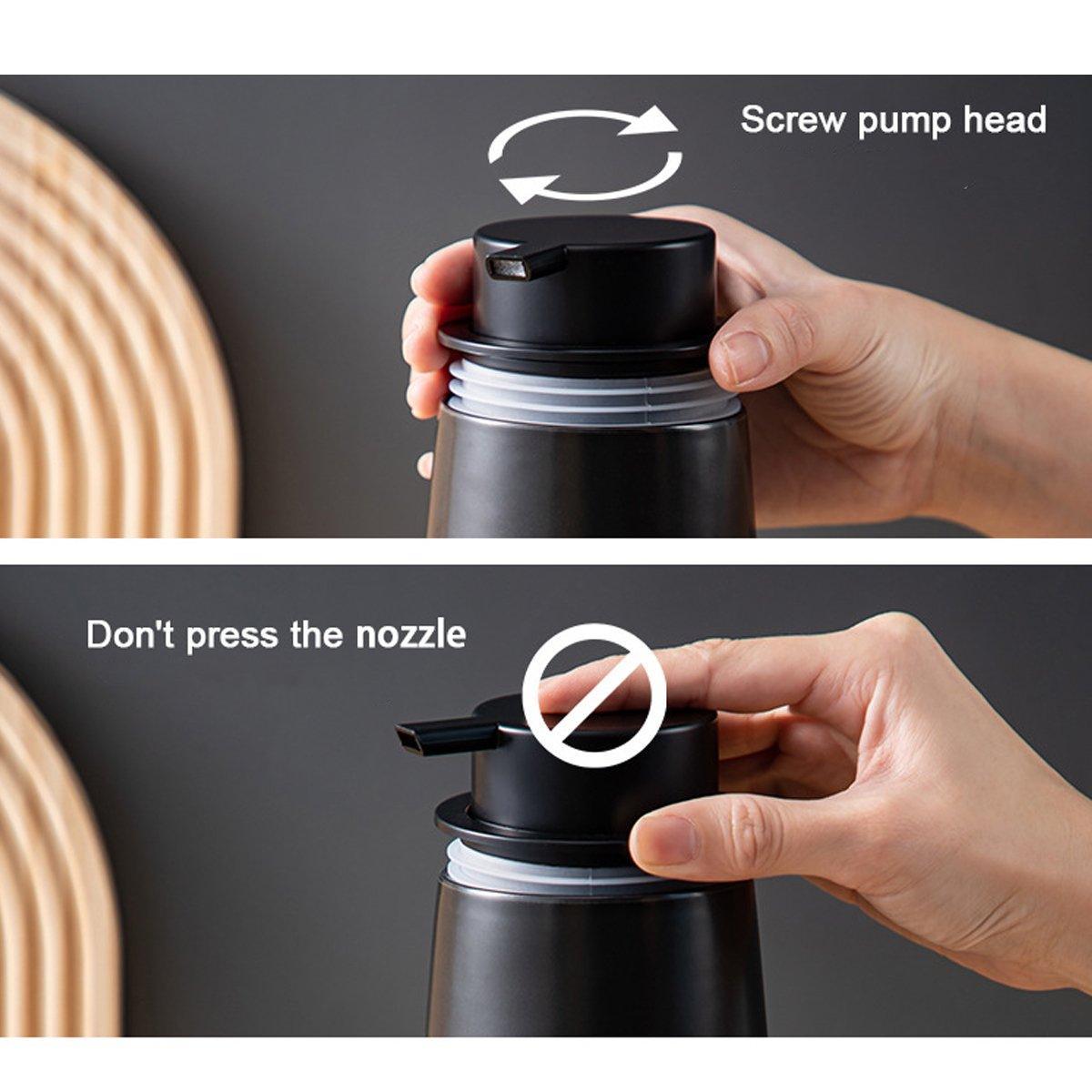 400ML Ceramic Stoneware Soap Dispenser Modern Design Lotion Pump Manual Bathroom - Black V528-CERAMIC-BOTTLING-BLACK-778081