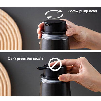 400ML Ceramic Stoneware Soap Dispenser Modern Design Lotion Pump Manual Bathroom - Black V528-CERAMIC-BOTTLING-BLACK-778081