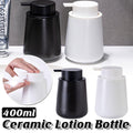 400ML Ceramic Stoneware Soap Dispenser Modern Design Lotion Pump Manual Bathroom - White V528-CERAMIC-BOTTLING-WHITE-210257