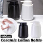 400ML Ceramic Stoneware Soap Dispenser Modern Design Lotion Pump Manual Bathroom - White V528-CERAMIC-BOTTLING-WHITE-210257