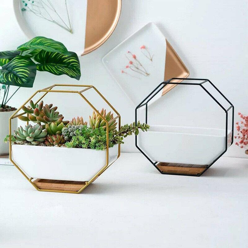 Wall Hanging Succulent Planter Pot Indoor Outdoor Flower Plant Vase Garden Decor - Gold V528-CERAMICS-GOLD-54654