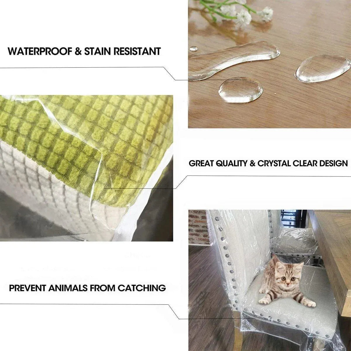 Elastic PVC Dining Chair Cushion Cover Universal Seat Protector with Backrest V528-CHAIR-CUSHION-427158