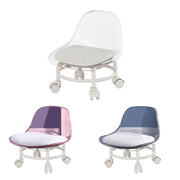 Stool with Universal Wheels Pulley Short Stool with Backrest Comfortable Seat - White V528-CHAIR-WHITE-419992