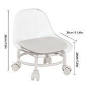 Stool with Universal Wheels Pulley Short Stool with Backrest Comfortable Seat - White V528-CHAIR-WHITE-419992