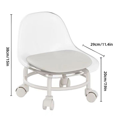 Stool with Universal Wheels Pulley Short Stool with Backrest Comfortable Seat - White V528-CHAIR-WHITE-419992