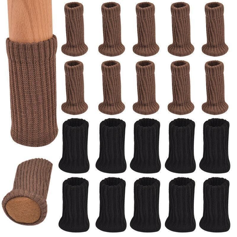 24Pcs Knitted Table Chair Leg Socks Sleeve Floor Protector Furniture Feet Covers - Black V528-CHAIRLEGSOCKS-BLACK-24-393451