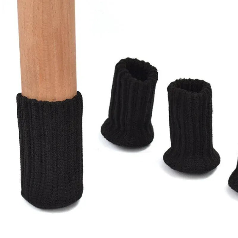 24Pcs Knitted Table Chair Leg Socks Sleeve Floor Protector Furniture Feet Covers - Black V528-CHAIRLEGSOCKS-BLACK-24-393451