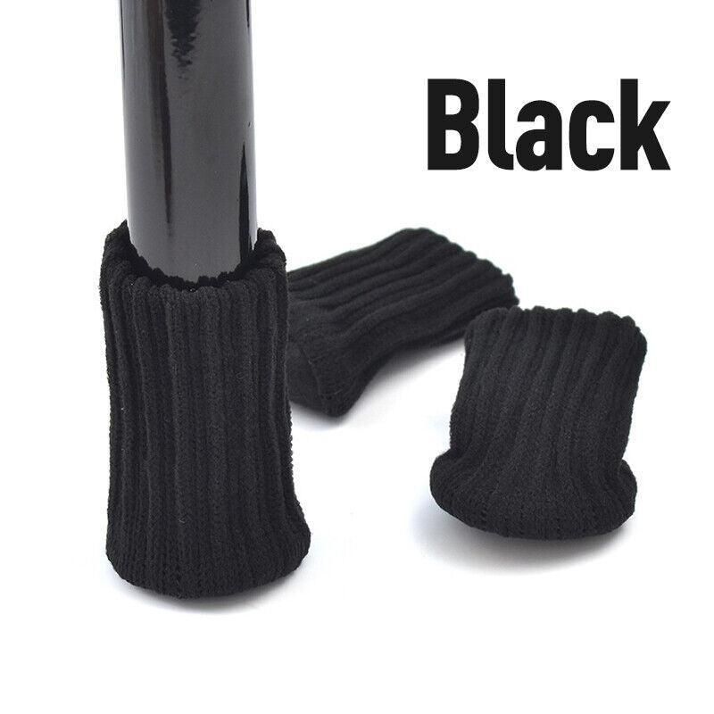 24Pcs Knitted Table Chair Leg Socks Sleeve Floor Protector Furniture Feet Covers - Black V528-CHAIRLEGSOCKS-BLACK-24-393451