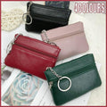 Coin Small Change Bag Card Wallet Pouch Zip Up Women Key Ring Leather Mini Purse - Black V528-CHANGEBAG-BLACK-123388