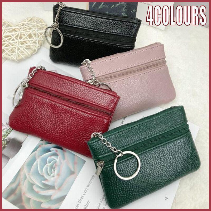 Coin Small Change Bag Card Wallet Pouch Zip Up Women Key Ring Leather Mini Purse - Black V528-CHANGEBAG-BLACK-123388
