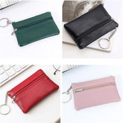 Coin Small Change Bag Card Wallet Pouch Zip Up Women Key Ring Leather Mini Purse - Black V528-CHANGEBAG-BLACK-123388