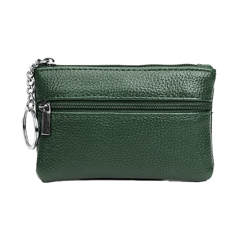 Coin Small Change Bag Card Wallet Pouch Zip Up Women Key Ring Leather Mini Purse - Black V528-CHANGEBAG-BLACK-123388