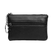 Coin Small Change Bag Card Wallet Pouch Zip Up Women Key Ring Leather Mini Purse - Black V528-CHANGEBAG-BLACK-123388