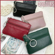 Coin Small Change Bag Card Wallet Pouch Zip Up Women Key Ring Leather Mini Purse - Pink V528-CHANGEBAG-PINK-284923