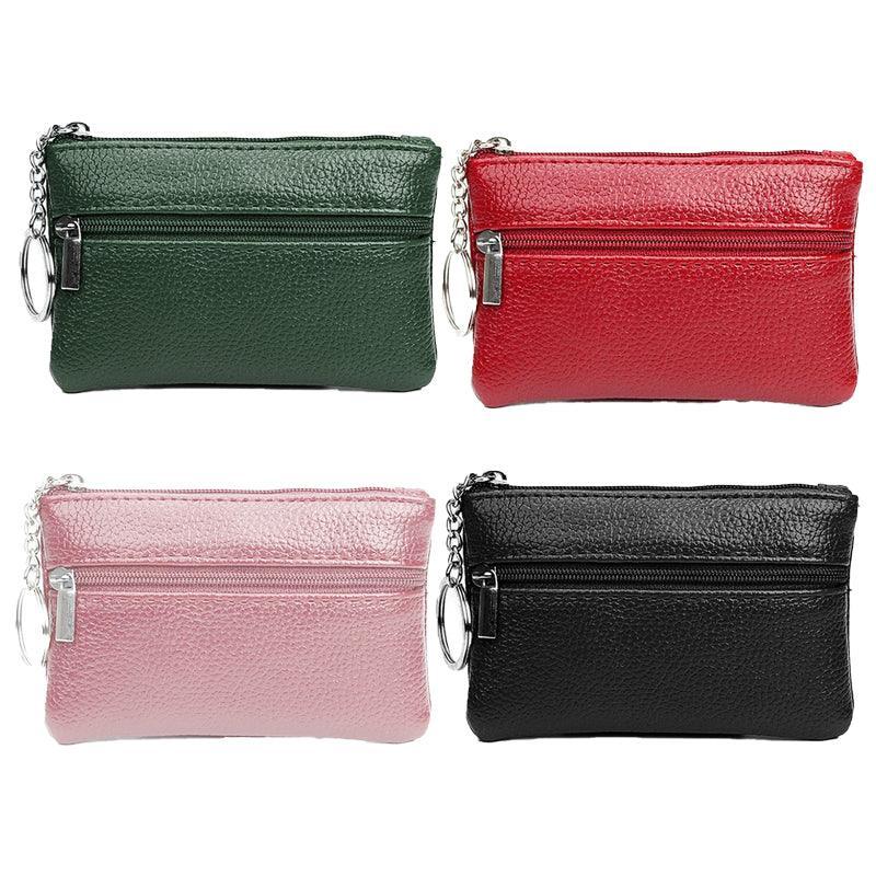 Coin Small Change Bag Card Wallet Pouch Zip Up Women Key Ring Leather Mini Purse - Pink V528-CHANGEBAG-PINK-284923