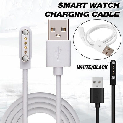 Universal Smart Watch Bracelet Charging Cable 4-Pin 2.54 Snap-on Charger Cords - White V528-CHARGINGCABLE-WHITE-489141