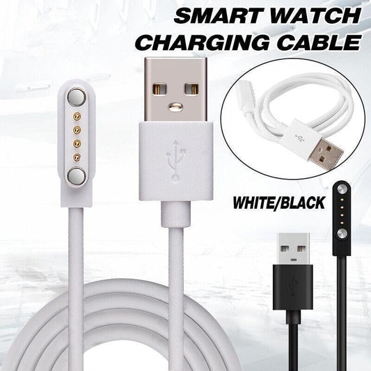Universal Smart Watch Bracelet Charging Cable 4-Pin 2.54 Snap-on Charger Cords - White V528-CHARGINGCABLE-WHITE-489141
