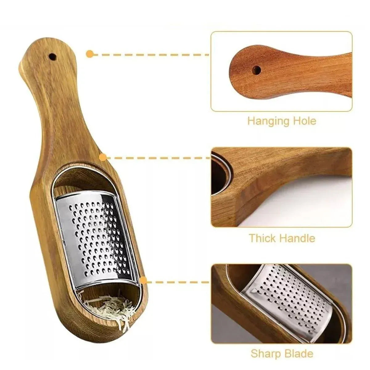 Premium Stainless Steel Cheese Grater with Acacia Wood Handle Scraper Planer V528-CHEESE-GRATER-615524