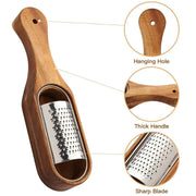 Premium Stainless Steel Cheese Grater with Acacia Wood Handle Scraper Planer V528-CHEESE-GRATER-615524