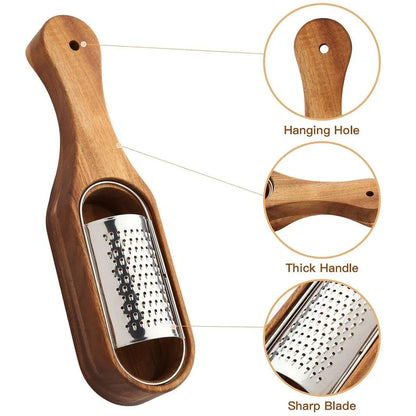 Premium Stainless Steel Cheese Grater with Acacia Wood Handle Scraper Planer V528-CHEESE-GRATER-615524