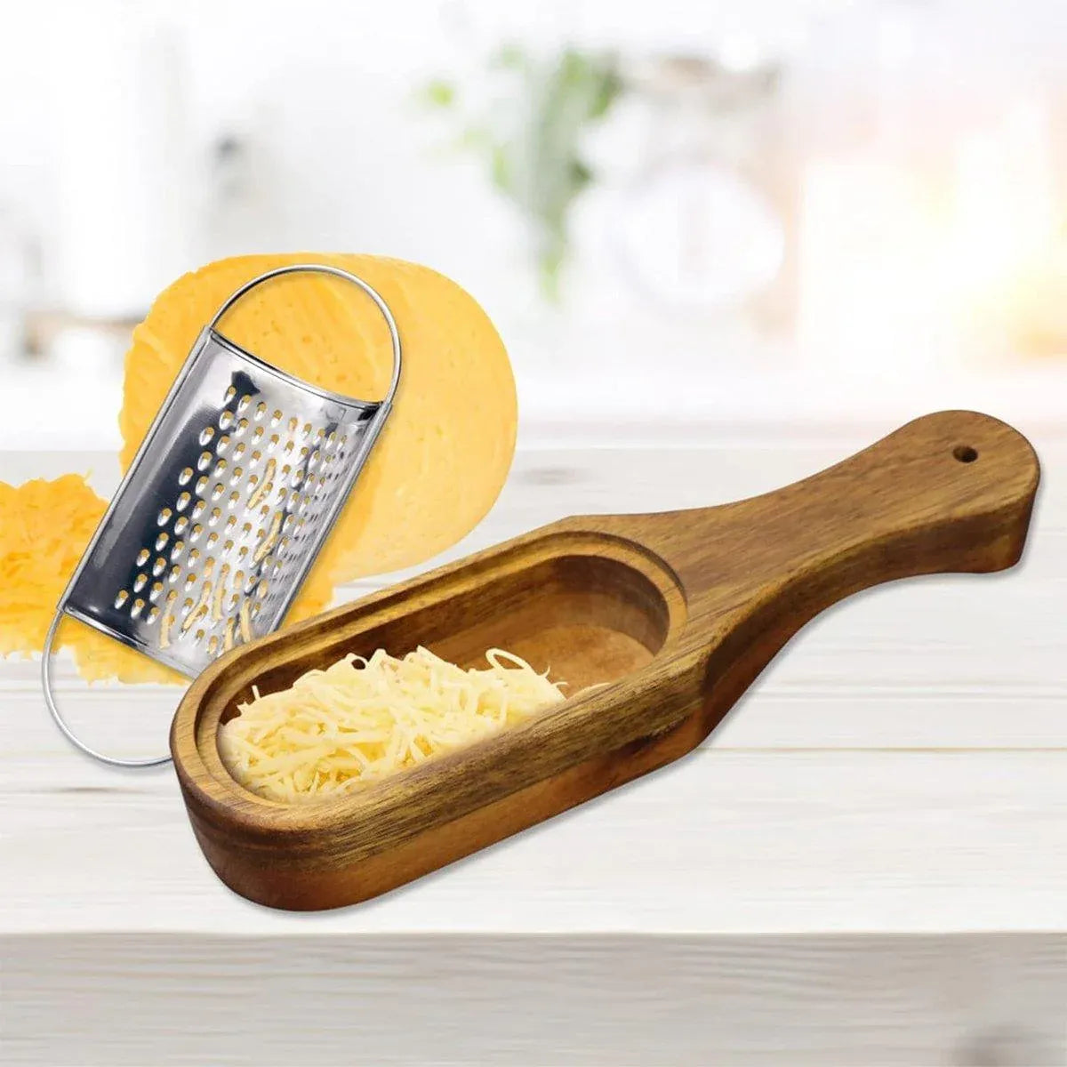 Premium Stainless Steel Cheese Grater with Acacia Wood Handle Scraper Planer V528-CHEESE-GRATER-615524