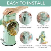 Multifunctional Vegetable Cutter Drum Slicer Kitchen Hand Cranked Grater Tool - Green V528-CHEESE-GRATER-GREEN-5-692077