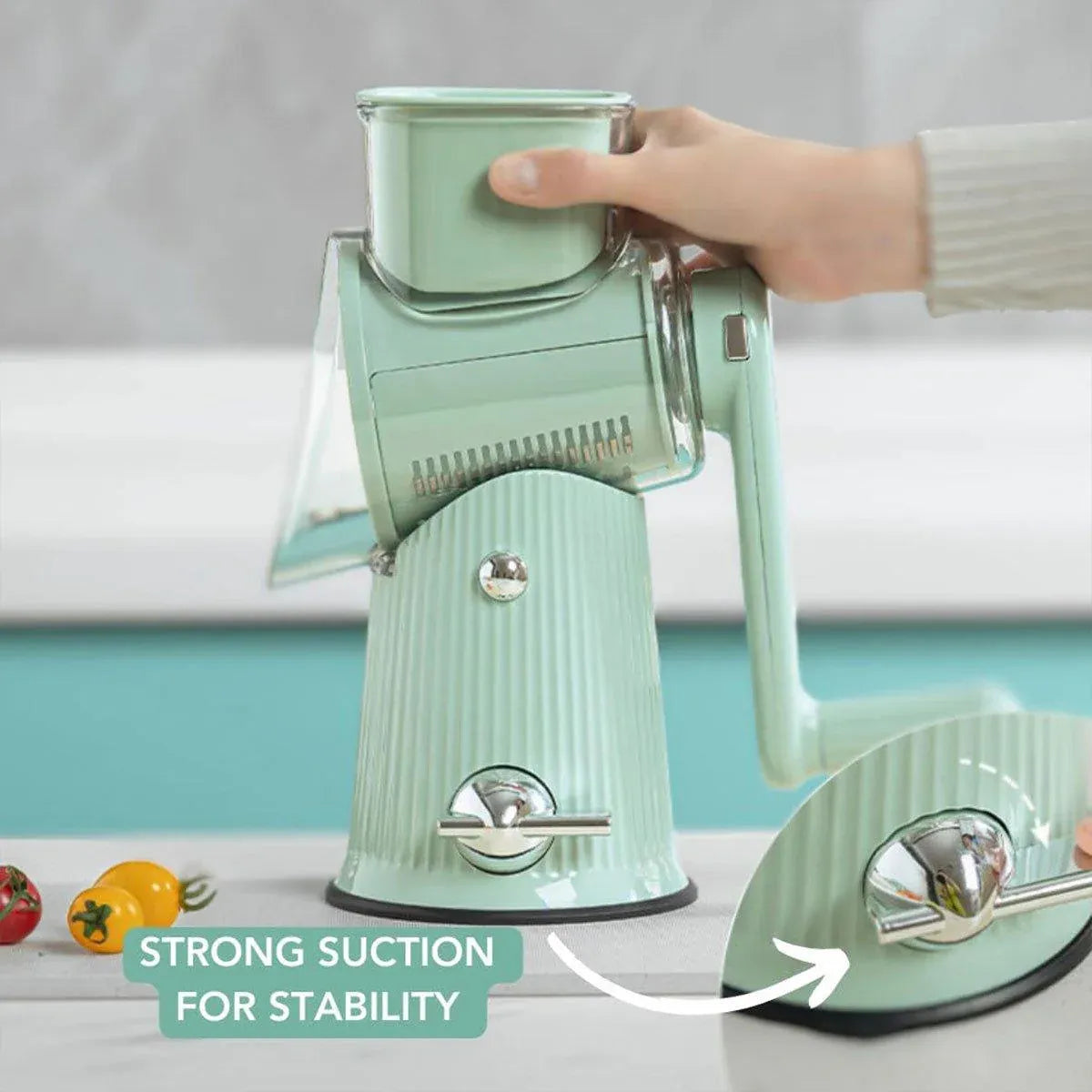 Multifunctional Vegetable Cutter Drum Slicer Kitchen Hand Cranked Grater Tool - Green V528-CHEESE-GRATER-GREEN-5-692077
