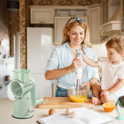 Multifunctional Vegetable Cutter Drum Slicer Kitchen Hand Cranked Grater Tool - Green V528-CHEESE-GRATER-GREEN-5-692077