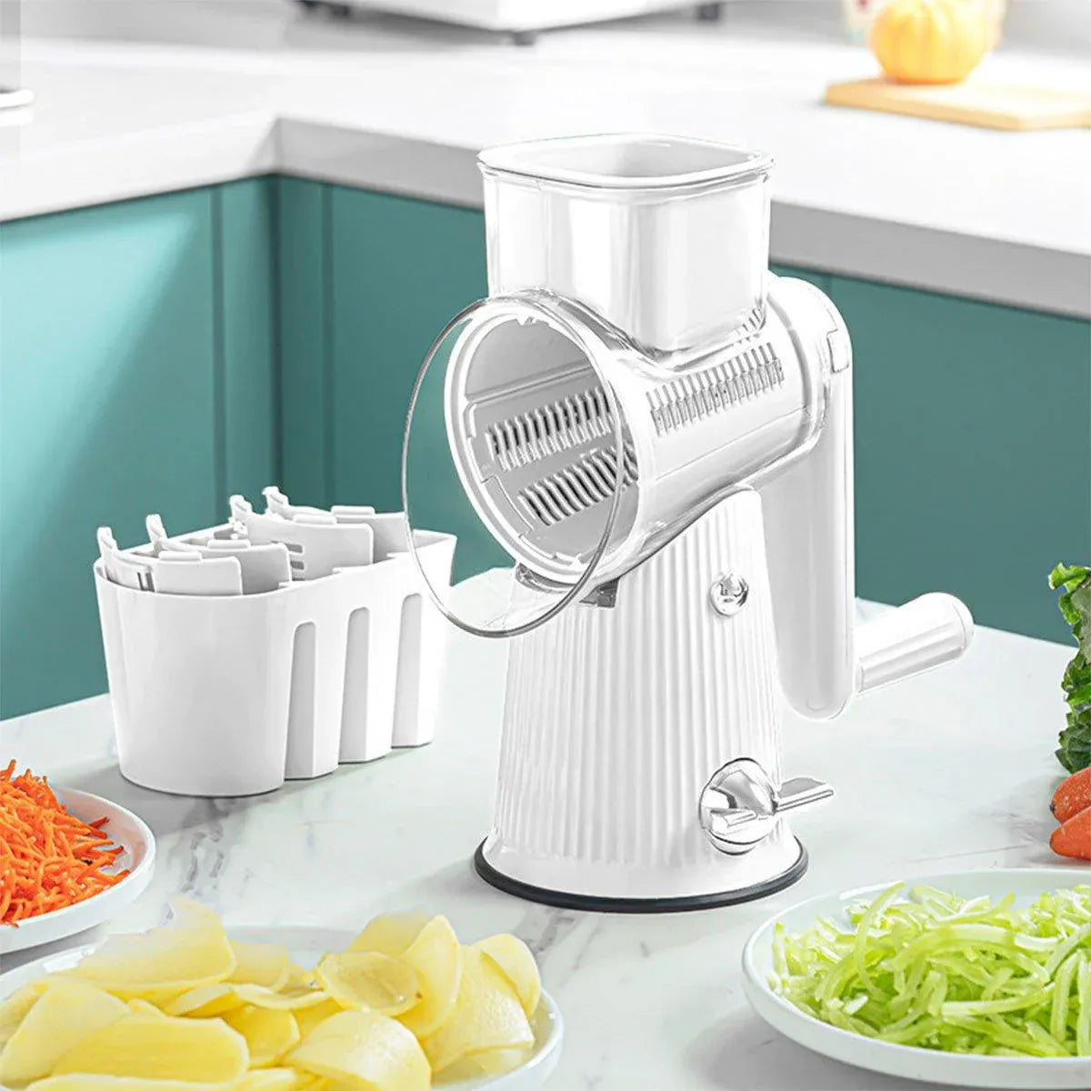 Multifunctional Vegetable Cutter Drum Slicer Kitchen Hand Cranked Grater Tool - Green V528-CHEESE-GRATER-GREEN-5-692077