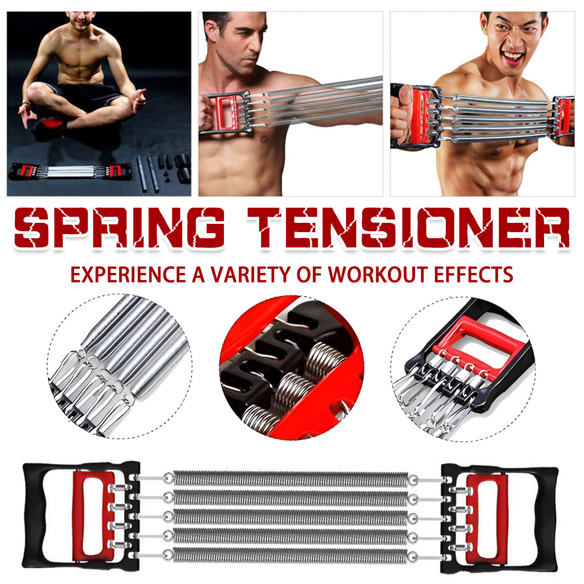 Mens Chest Expander Resistance Bands Pedal Puller Home Gym Workout Equipment V528-CHEST-EXPANDER-DUAL-USE-636104