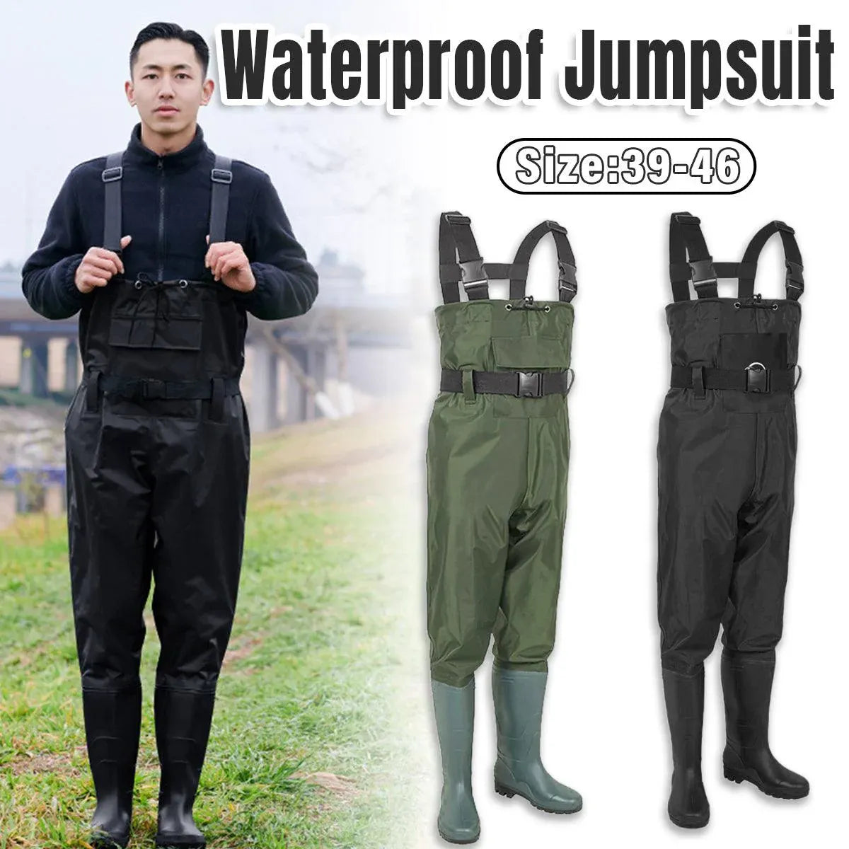 Waterproof Ultra Light Breathable Wading Pants Nylon Half Length Gear - Army green-42 V528-CHEST-WADERS-ARMYGR-42-480226