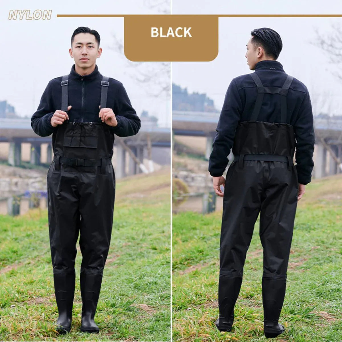 Waterproof Ultra Light Breathable Wading Pants Nylon Half Length Gear - Army green-42 V528-CHEST-WADERS-ARMYGR-42-480226
