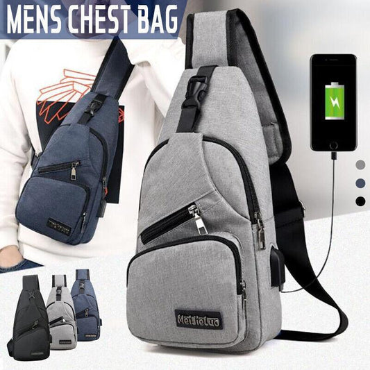 Durable Mens Chest Bag Shoulder Backpack Man Sling Cross Body Satchel Travel Bag - Black V528-CHESTBAG-BLACK-678341