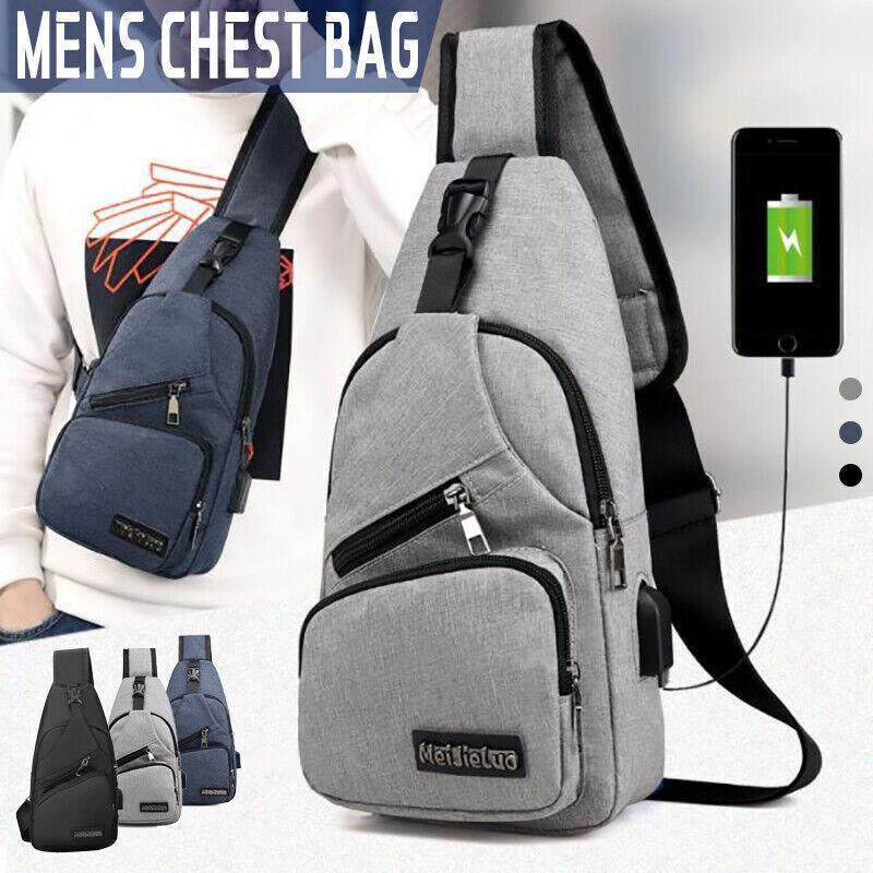 Durable Mens Chest Bag Shoulder Backpack Man Sling Cross Body Satchel Travel Bag - Blue V528-CHESTBAG-BLUE-678343