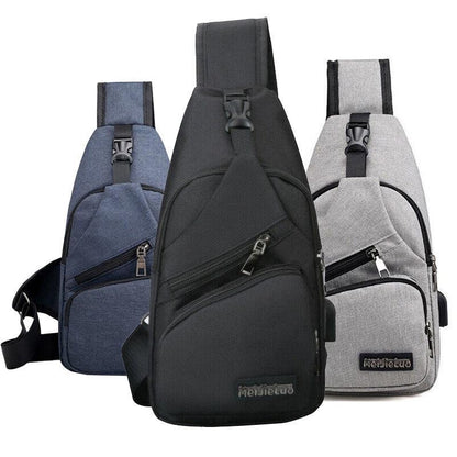 Durable Mens Chest Bag Shoulder Backpack Man Sling Cross Body Satchel Travel Bag - Blue V528-CHESTBAG-BLUE-678343
